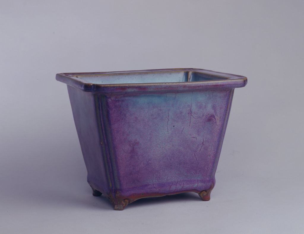 图片[1]-Jun kiln rose purple glaze rectangular flowerpot-China Archive